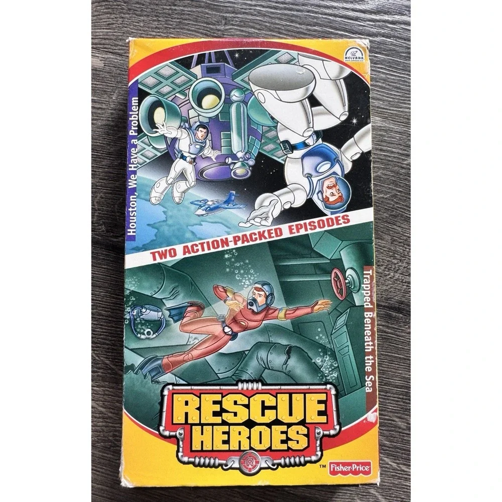 VHS~Fisher Price RESCUE HEROES Houston We Have A Problem / Trapped Beneath Sea